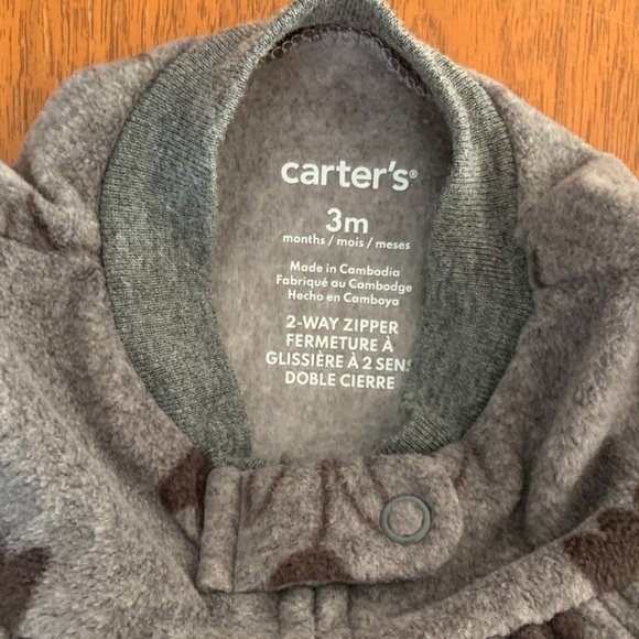 🍊5/$25 NWOT Carter's Charcoal Tulip Print Fleece Footie size 3m - Picture 5 of 6